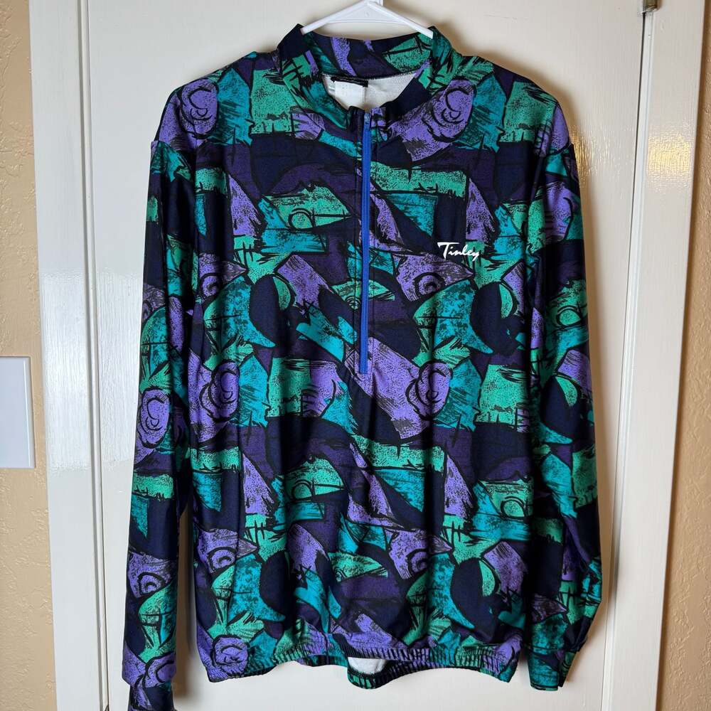 Vintage Tinley 1/4 Zip Cycling Jersey Abstract Print